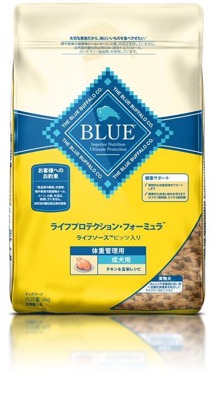 BLUE ライフプロテクション・フォーミュラ 成犬用 体重管理用 チキン&玄米レシピ 6kg